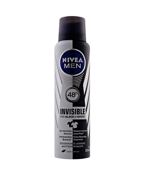 imagem do produto Desodorante nivea aerosol men black&white invisible 150ml - NIVEA