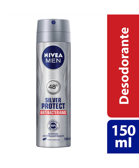 imagem do produto Desodorante nivea aerosol men silver protect 150ml - NIVEA