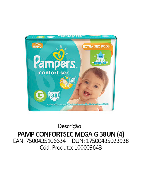 imagem do produto Fralda pampers confort sec mega g 38 unidades - PROCTER E GAMBLE