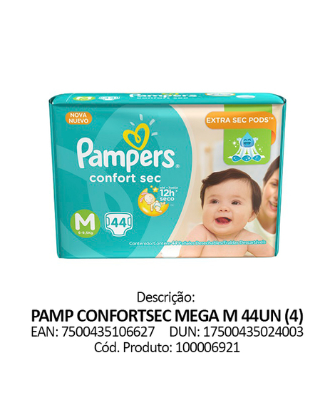 imagem do produto Fralda pampers confort sec mega m 44 unidades - PROCTER E GAMBLE