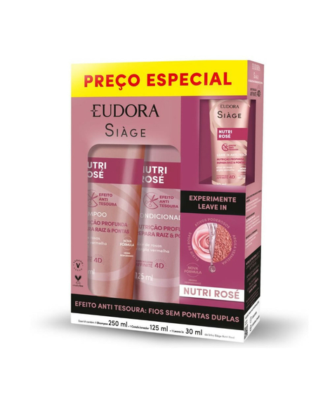 imagem do produto Kit siage shampoo + cond + leave-in nutri rose 405ml - EUDORA