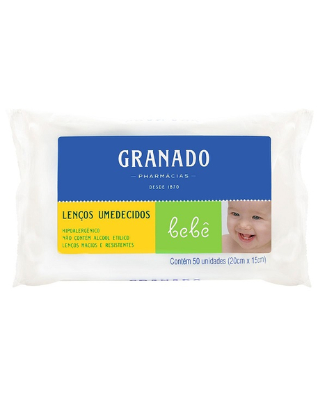 imagem do produto Lenco umedecido granado bebe tradicional 50 unidades - GRANADO