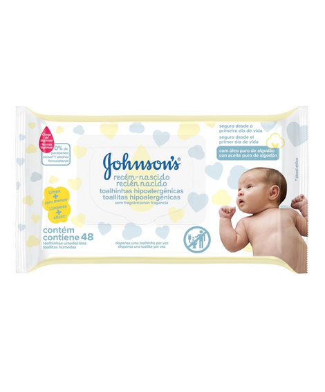 imagem do produto Lenco umedecido johnsons baby recem-nascido 48 unidades - JOHNSON E JOHNSON