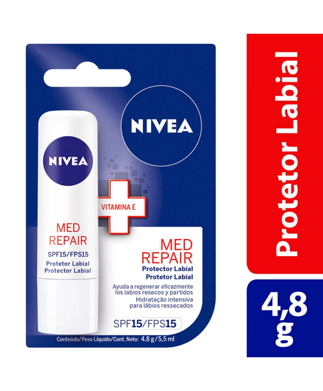 imagem do produto Protetor labial nivea fps15 med repair vit e 4.8g - NIVEA