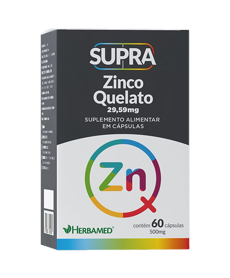 imagem do produto Supra zinco quelato 29,59mg 60 cpsulas  - HERBAMED